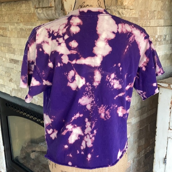 Prince Purple Rain purple cropped bleach graphic T-shirt raw edges short sleeve - Picture 8 of 16